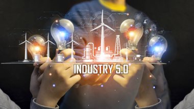 The concept of using artificial intelligence to control the system, industry using artificial intelligence,industry 5.0	