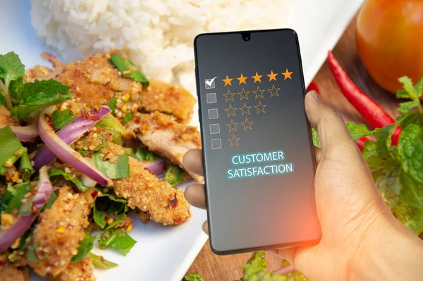 that collects satisfaction scores after ordering food to be delivered and the taste of the food