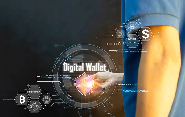 Digital Wallet concept that controls usage with blockchain and smart contacts