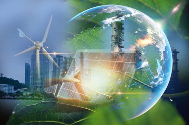 Çevreyi koruma kavramı. Yenilenebilir enerji. Sürdürülebilir alternatif enerji kaynakları. Yeşil enerji yeniliği, yeşil dünya