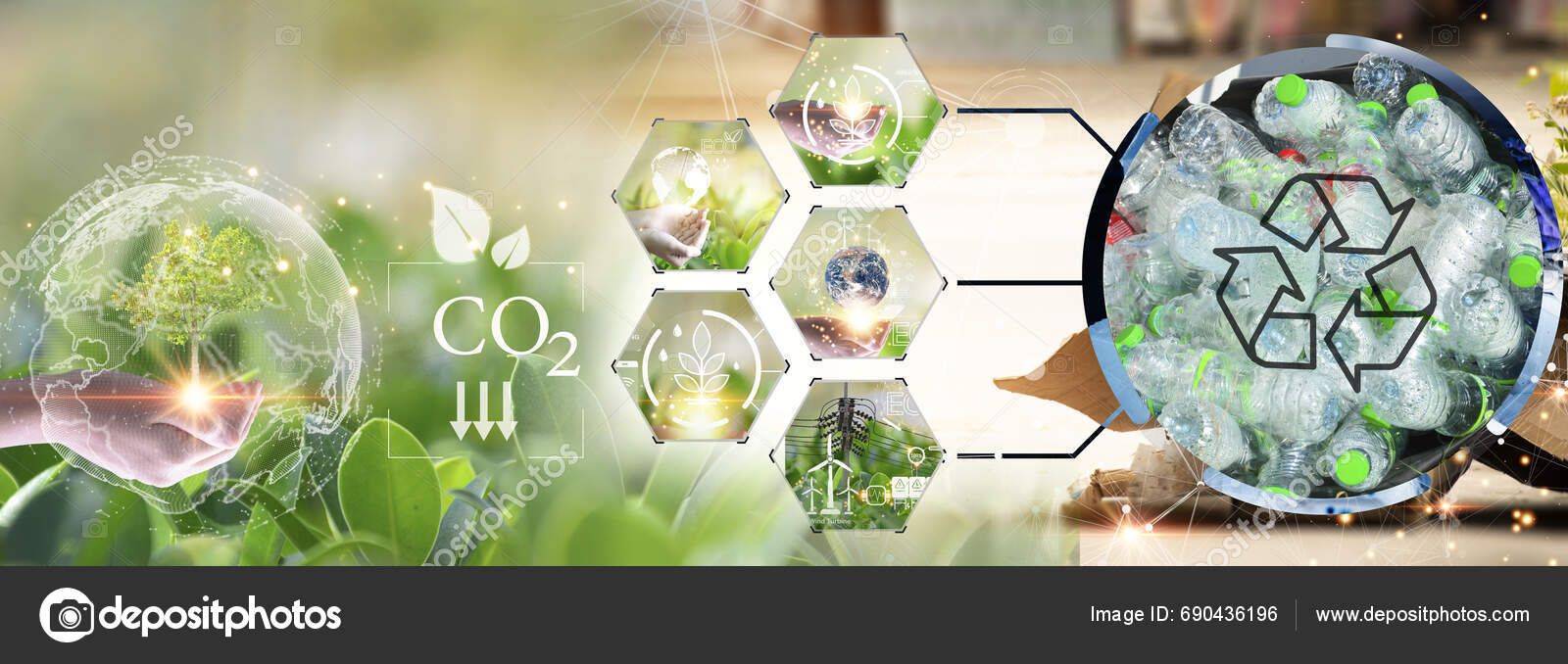 Concept Recycling Reuse Reuse Helps Reduce Global Warming Including ...