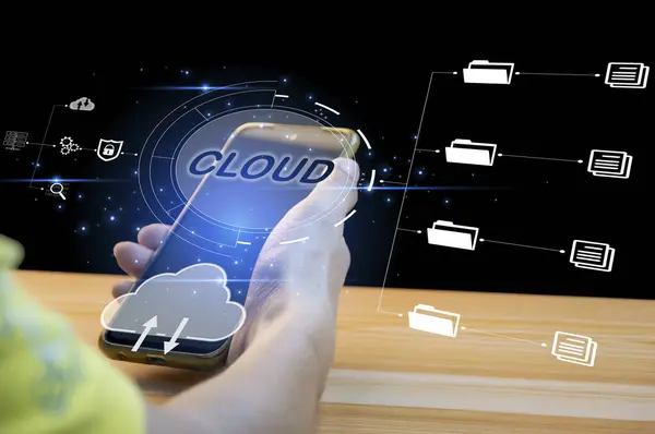 Cloud computing concept - connect device to cloud business man or information technology with cloud computing icon.