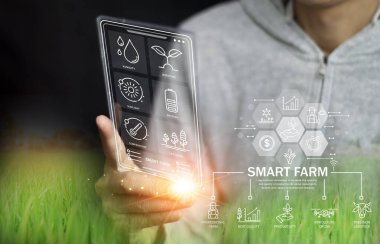 Yapay zeka ve akıllı çiftçilik kavramı.