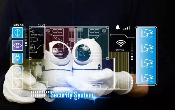 Concept of installing CCTV cameras, IP cameras, security monitoring