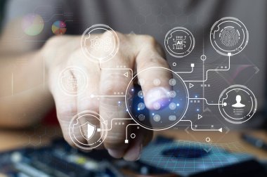 Güvenlik koruma kavramı biyometrik doğrulama kullanarak kontrol kodunu kullanmak yüksek koruma seviyesi