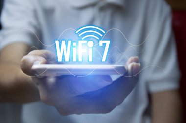 concept technology wifi 7 connect to the internet world with new technology
