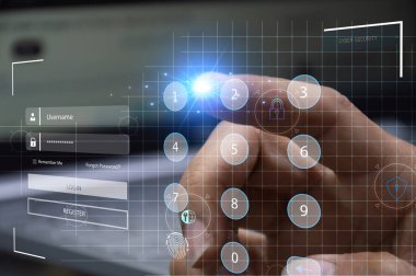 Güvenlik koruma kavramı biyometrik doğrulama kullanarak kontrol kodunu kullanmak yüksek koruma seviyesi