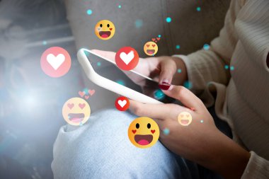 Use of social media and digital smartphones Holiday lifestyle and social media concept online marketing Connecting technology networks in global business.	