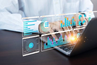 Hesaplama ve analiz için yapay zeka programı kullanan iş kavramı