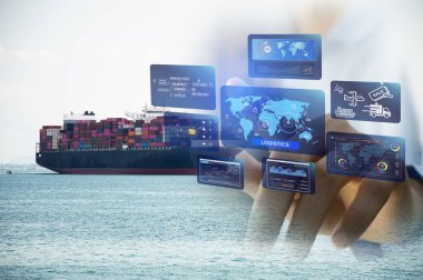 En verimli ulaşım yönetim sistemi kavramı, uluslararası ulaşım teknolojisi, endüstri 5.0