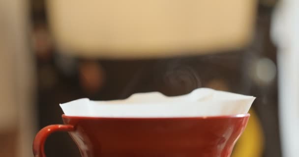 Kahve Makinesinin Sıcak Buhar Manzarasını Kapat — Stok video