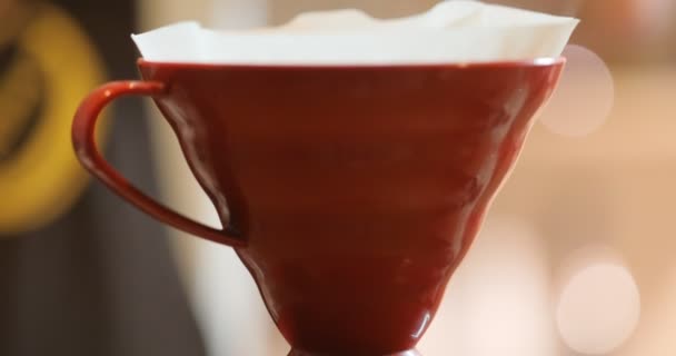 Close View Preparing Delicious Hot Coffee — Stockvideo