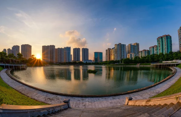 Cityscape Hanoj Panorama Thanh Xuan Parku Během Západu Slunce Městě — Stock fotografie