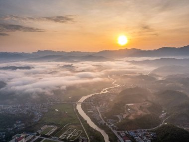 Bac Kan şehri, Vietnam Sabahın erken saatlerinde