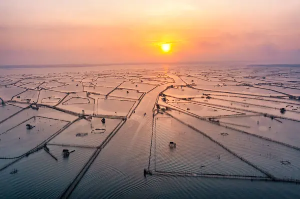 stock image Chuon Lagoon, Hue belongs to the largest lagoon system in Vietnam, where fish are caught and fishermen live