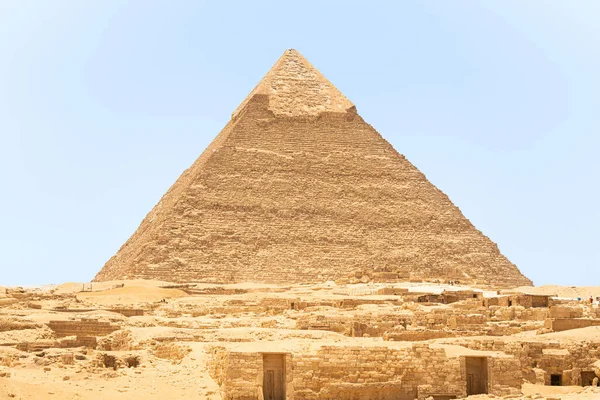 Vista Frontal Pirámide Kephren Giza Egipto — Foto de Stock
