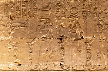 Mısır 'daki Edfu tapınağının duvarına kazınmış hiyeroglifler.