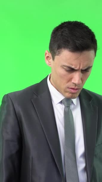 Dignified Young Male Entrepreneur Dark Hair Elegant Suit Tie Looking — Stock Video
