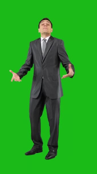 Full Body Angry Male Elegant Suit Looking Camera Clenched Fist — Stockvideo