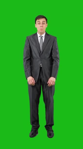 Full Length Young Male Manager Formal Suit Tie Dark Hair — Stockvideo
