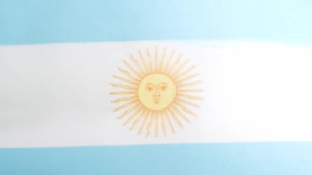 Lassú Mozgású Videó Egy Argentin Nemzeti Zászló Stúdiójában Ahogy Szél — Stock videók