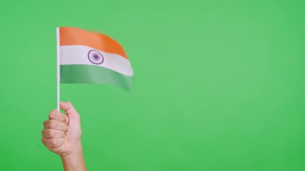 Vind Som Viftar Med Indiansk Vimpel Med Hand — Stockvideo