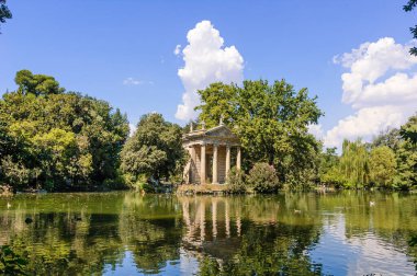 Roma, Villa Borghese gölündeki Aesculapius Tapınağı 'nın genel planı.