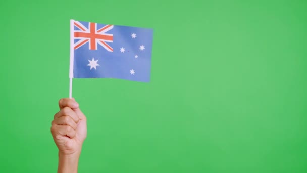 Vento Che Ondeggia Con Una Mano Pennant Australiano — Video Stock