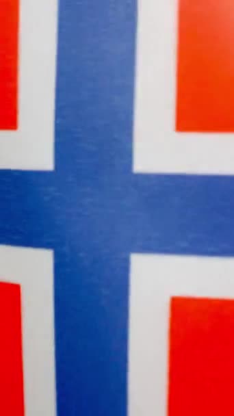Video Vertical Cámara Lenta Estudio Bandera Noruega Ondeando Por Viento — Vídeos de Stock