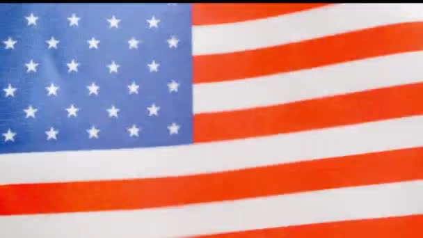 Slow Motion Video Studio Amerikansk Flagga Viftar Med Vinden — Stockvideo