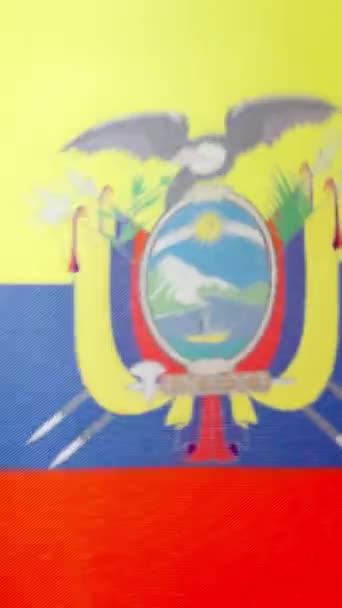 Vertikal Slow Motion Video Studio Ecuadorian Flagga Viftar Med Vinden — Stockvideo