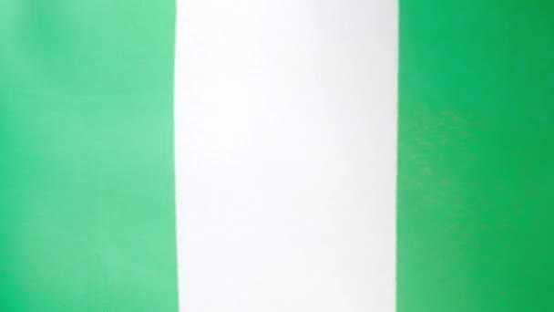 尼日利亚国旗在风中飘扬的慢镜头 — 图库视频影像