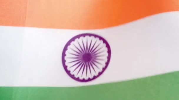 Slow Motion Video Studio Indian Nationell Flagga Viftar Med Vinden — Stockvideo