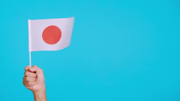 Viento Agitando Banderín Japonés Sostenido Por Una Mano Vídeo Cámara — Vídeos de Stock