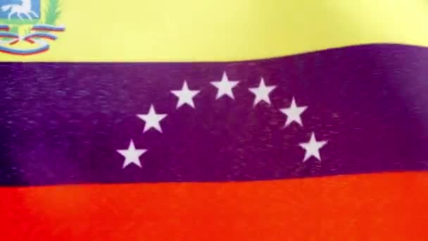 Відео Повільного Руху Студії Венесуельського Національного Прапора Махає Вітром — стокове відео