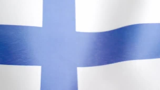 Zeitlupenvideo Studio Einer Finnischen Nationalflagge Die Vom Wind Geschwenkt Wird — Stockvideo