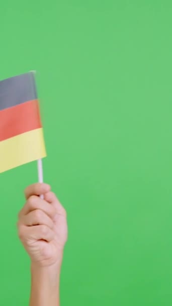 Медленное Видео Студии Хромой Руки Размахивающей Вымпелом Национального Флага Германии — стоковое видео