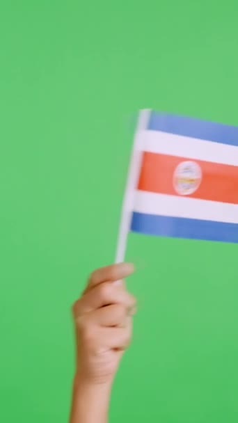 코스타리카의 국기의 페넌트를 흔들리는 크로마와 스튜디오에서 비디오 측면에서 — 비디오
