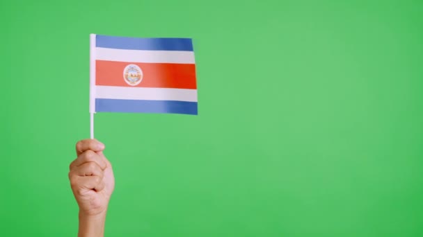 Vento Agitando Pennant Costa Rican Possesso Una Mano Video Rallentatore — Video Stock