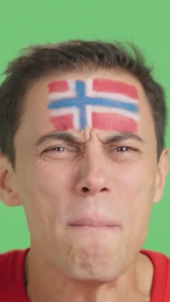 Norveç Ulusal Bayrağı Taşıyan Bir Adam Hakeme Kızgın — Stok video