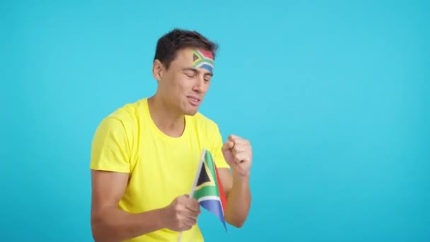 Video Studio Chroma Nervous Man Cheering South Africa Exciting Match — Vídeos de Stock