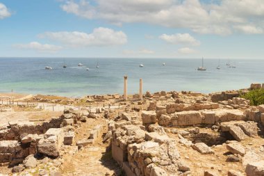 Panoramic view of the Phoenician city of Tharros by the sea. Sardinia, Italy clipart