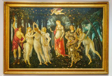 Floransa, İtalya, 4 Ocak 2024: Bahar. Sandro Botticelli. Uffizi Galerisi, Floransa