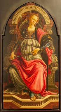 Floransa, İtalya, 4 Ocak 2024: Fortitude. Botticelli. Uffizi Galerisi