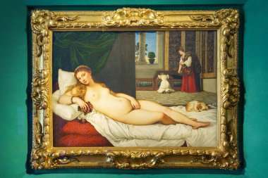 Floransa, İtalya, 4 Ocak 2024, Urbino Venüsü. Tiziano. Uffizi Galerisi