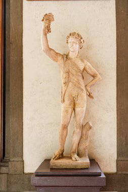 Floransa, İtalya, 4 Ocak 2024 Baküs Heykeli. Uffizi Galerisi