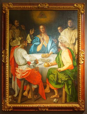 Florence, Italy, January 4, 2024: Supper at Emmaus. Pontormo. Uffizi gallery clipart