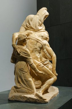 Florence, İtalya, 5 Ocak 2024 Pieta Bandini. Michelangelo. Duomo Eserleri Müzesi