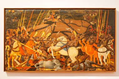 Florence, Italy, January 4, 2024: Battle of San Romano. Paolo Ucello. Uffizi Gallery painting, Florence clipart