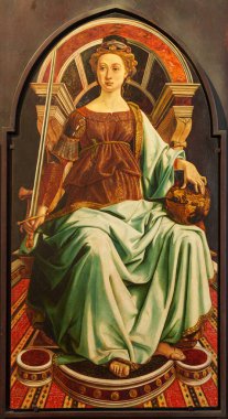 Floransa, İtalya, 4 Ocak 2024: Adalet. Piero del Pollaiolo. Uffizi Galerisi